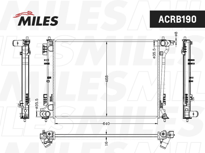 Радиатор, охлаждение двигателя MILES ACRB190
