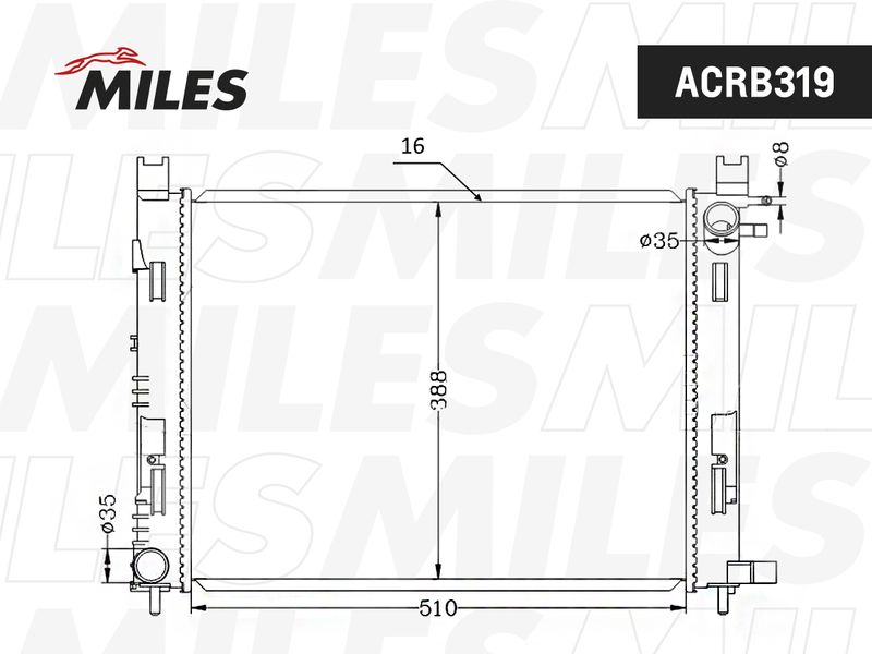Радиатор, охлаждение двигателя MILES ACRB319