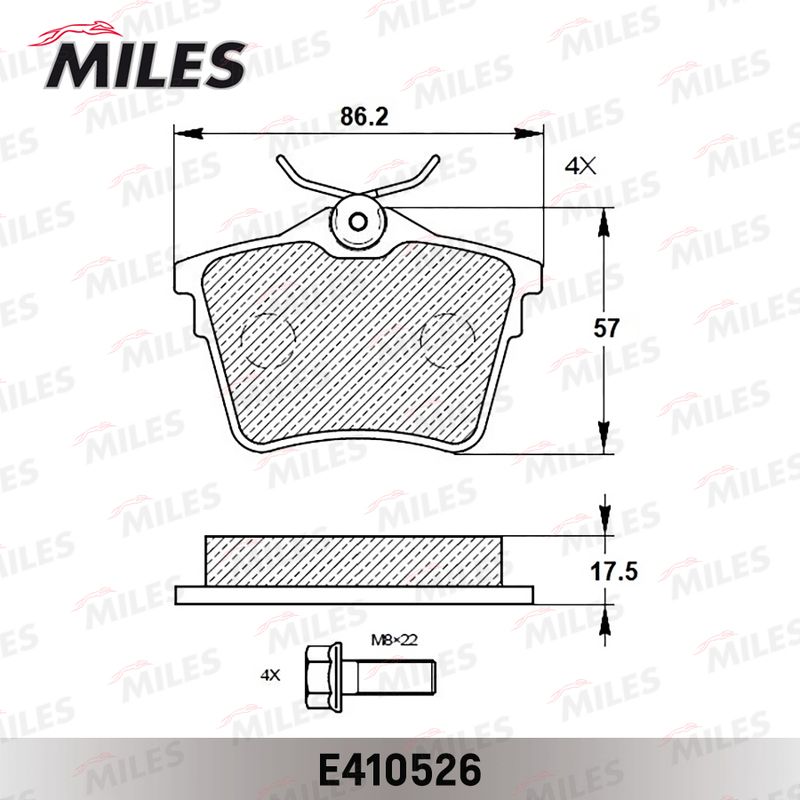 Комплект тормозных колодок, дисковый тормоз MILES E410526