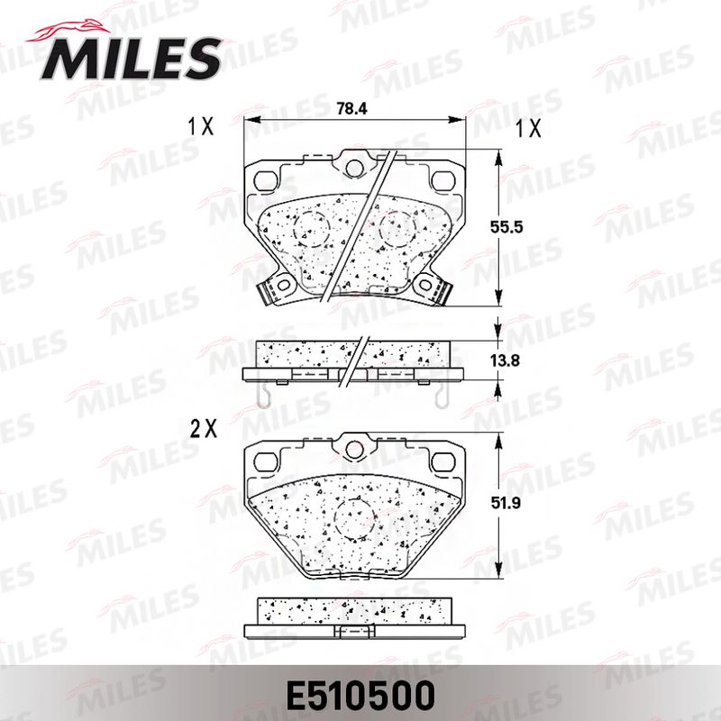 Комплект тормозных колодок, дисковый тормоз MILES E510500