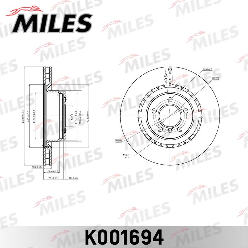 Тормозной диск MILES K001694