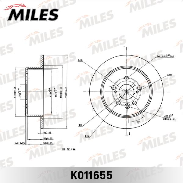 Тормозной диск MILES K011655