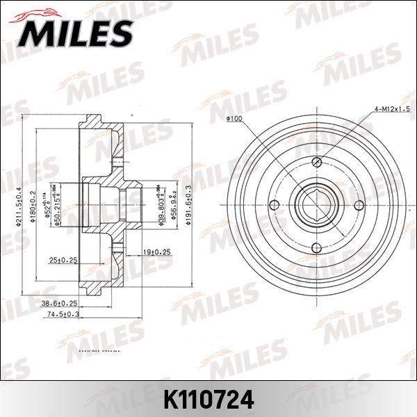 Тормозной барабан MILES K110724