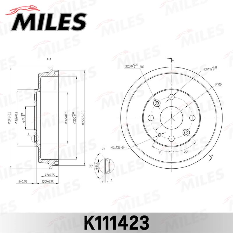 Тормозной барабан MILES K111423