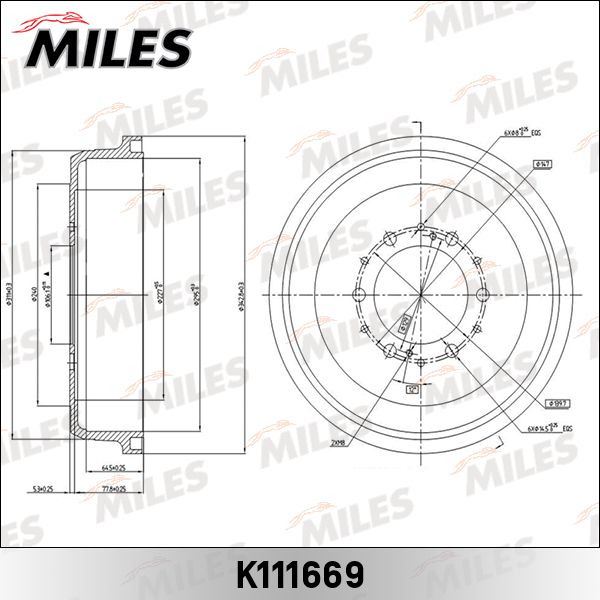 Тормозной барабан MILES K111669