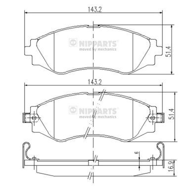 Комплект тормозных колодок, дисковый тормоз NIPPARTS J3600902