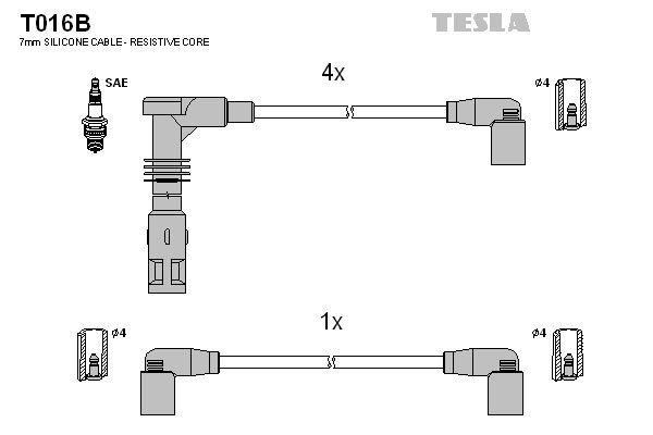 Комплект проводов зажигания TESLA T016B