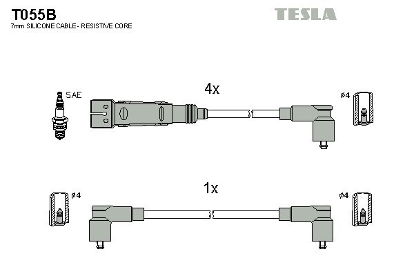 Комплект проводов зажигания TESLA T055B