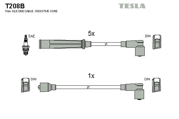 Комплект проводов зажигания TESLA T208B