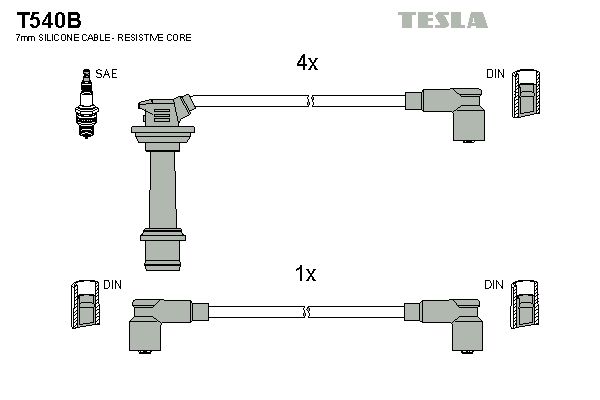 Комплект проводов зажигания TESLA T540B