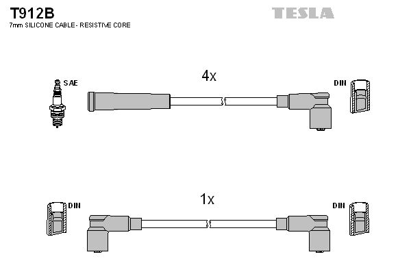 Комплект проводов зажигания TESLA T912B