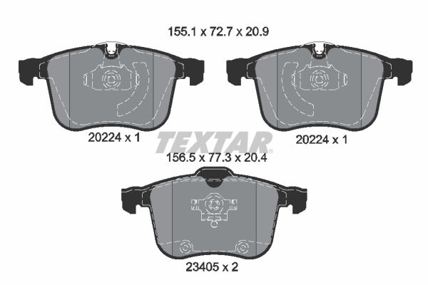 Комплект тормозных колодок, дисковый тормоз TEXTAR 2022401
