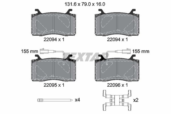 Комплект тормозных колодок, дисковый тормоз TEXTAR 2209401