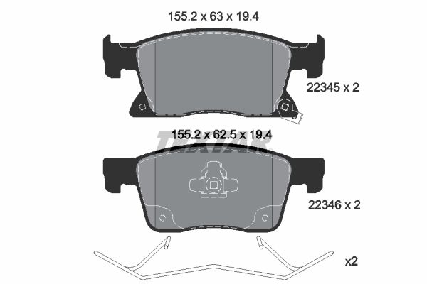 Комплект тормозных колодок, дисковый тормоз TEXTAR 2234501