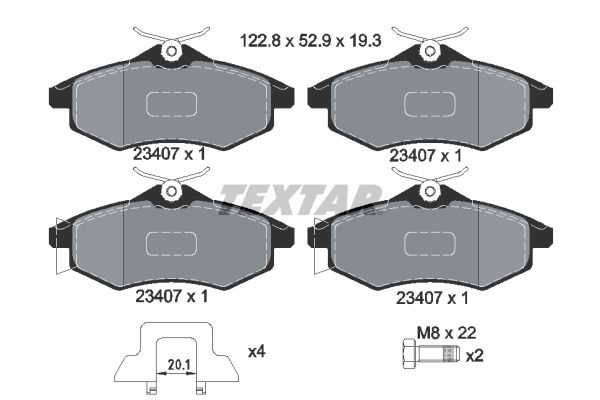 Комплект тормозных колодок, дисковый тормоз TEXTAR 2340702