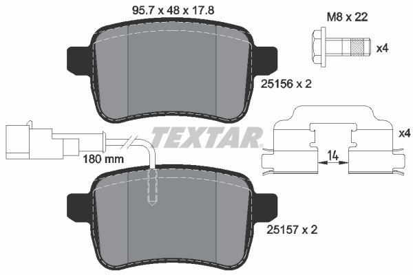 Комплект тормозных колодок, дисковый тормоз TEXTAR 2515601
