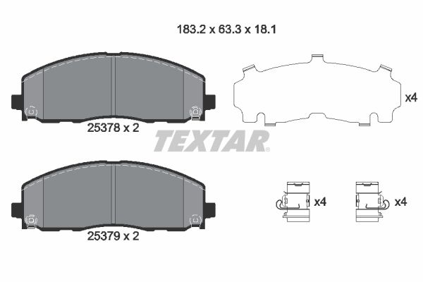 Комплект тормозных колодок, дисковый тормоз TEXTAR 2537801