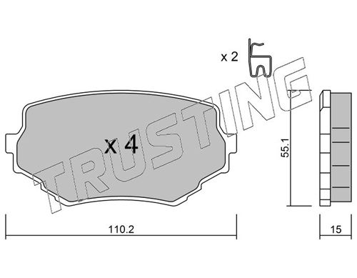 Комплект тормозных колодок, дисковый тормоз TRUSTING 2580