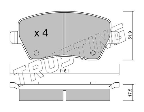 Комплект тормозных колодок, дисковый тормоз TRUSTING 5010