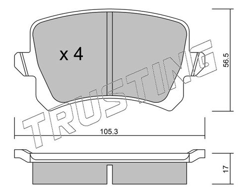 Комплект тормозных колодок, дисковый тормоз TRUSTING 8220