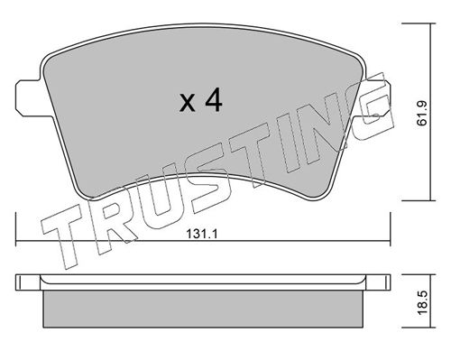 Комплект тормозных колодок, дисковый тормоз TRUSTING 8280