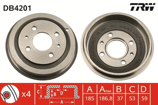 Тормозной барабан TRW DB4201