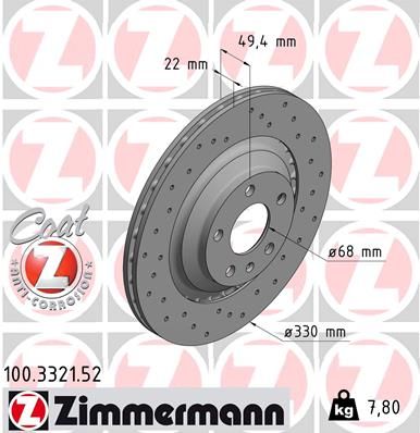 Тормозной диск ZIMMERMANN 100332152