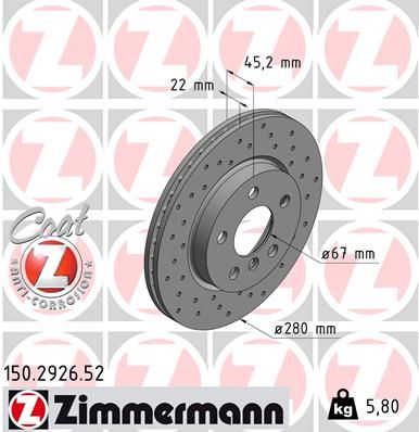 Тормозной диск ZIMMERMANN 150292652
