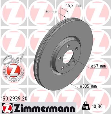 Тормозной диск ZIMMERMANN 150293920