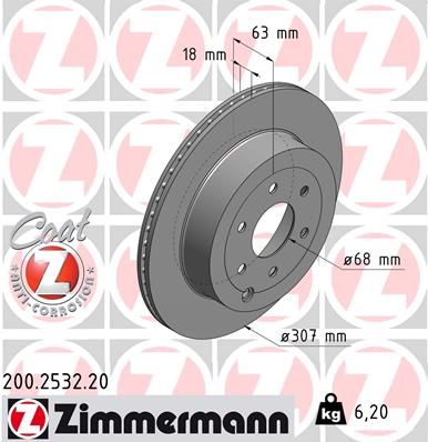 Тормозной диск ZIMMERMANN 200253220