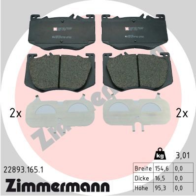 Комплект тормозных колодок, дисковый тормоз ZIMMERMANN 228931651