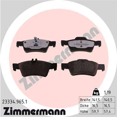 Комплект тормозных колодок, дисковый тормоз ZIMMERMANN 233349651