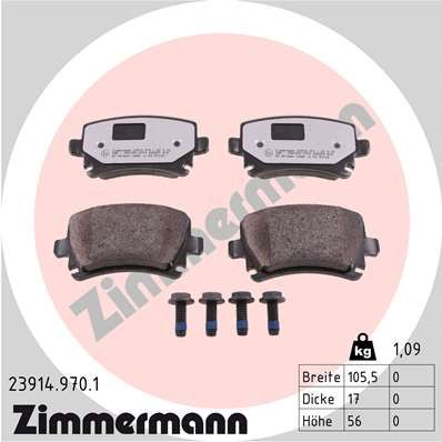 Комплект тормозных колодок, дисковый тормоз ZIMMERMANN 239149701