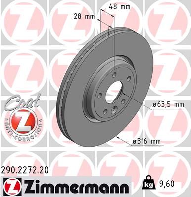 Тормозной диск ZIMMERMANN 290227220