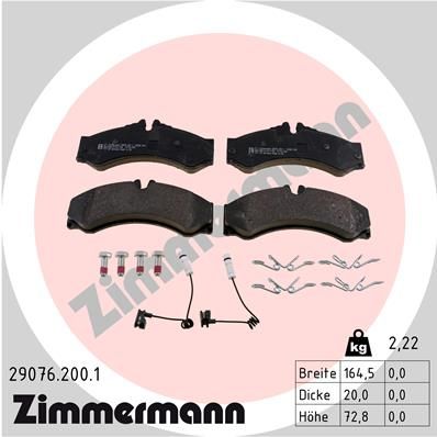 Комплект тормозных колодок, дисковый тормоз ZIMMERMANN 290762001