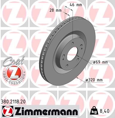 Тормозной диск ZIMMERMANN 380211820