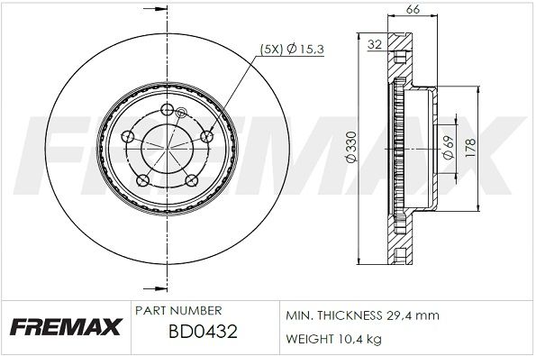Тормозной диск FREMAX BD0432