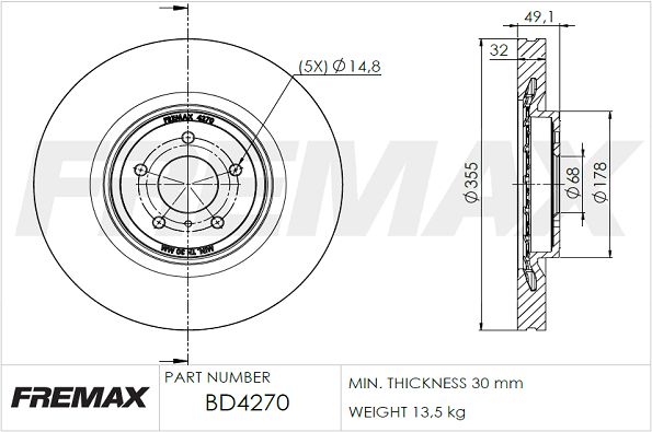 Тормозной диск FREMAX BD4270