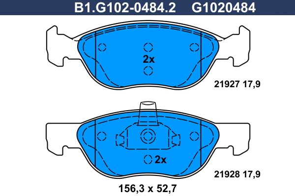 Комплект тормозных колодок, дисковый тормоз GALFER B1G10204842