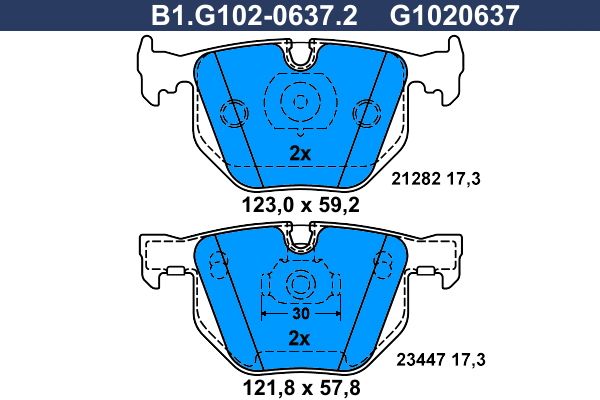 Комплект тормозных колодок, дисковый тормоз GALFER B1G10206372