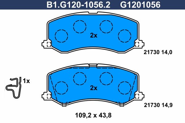 Комплект тормозных колодок, дисковый тормоз GALFER B1G12010562