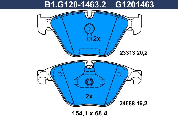 Комплект тормозных колодок, дисковый тормоз GALFER B1G12014632