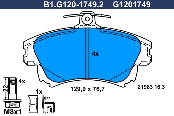 Комплект тормозных колодок, дисковый тормоз GALFER B1G12017492