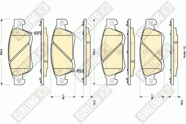Комплект тормозных колодок, дисковый тормоз GIRLING 6135034