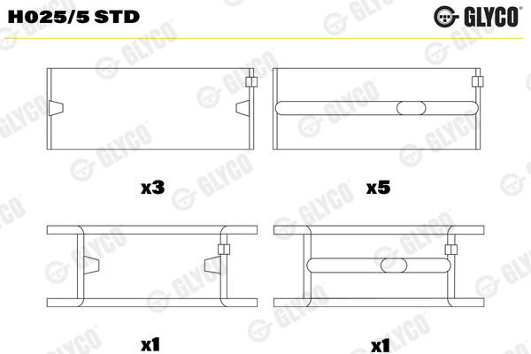Подшипник коленвала GLYCO H0255STD