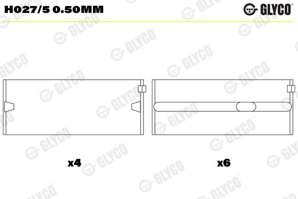 Подшипник коленвала GLYCO H0275050MM