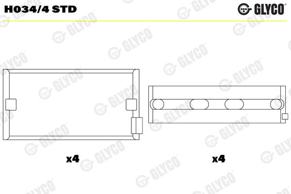 Подшипник коленвала GLYCO H0344STD