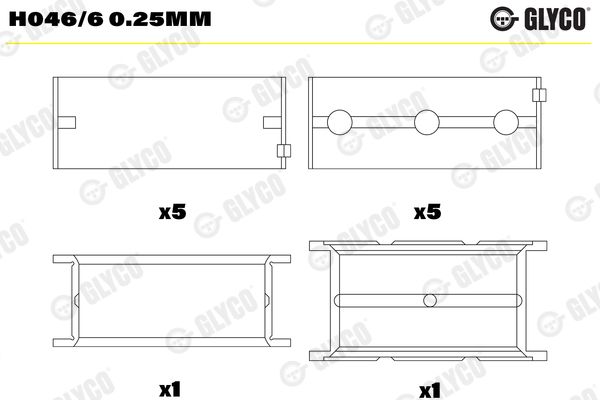 Подшипник коленвала GLYCO H0466025MM