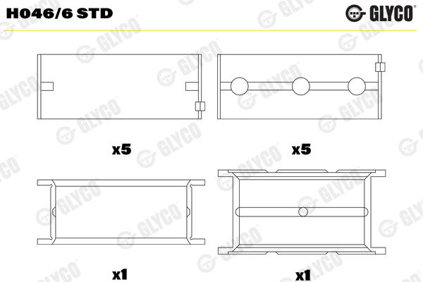Подшипник коленвала GLYCO H0466STD