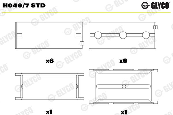 Подшипник коленвала GLYCO H0467STD